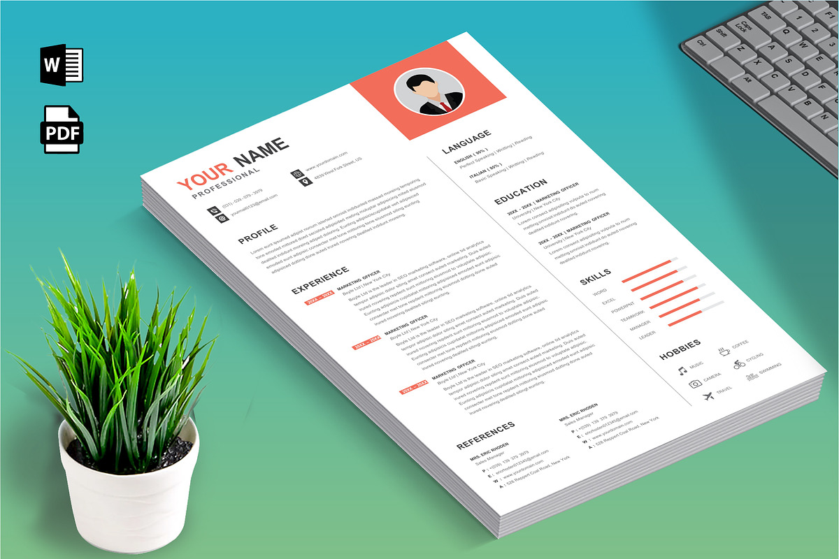 1 Pages Clean CV Template | Editable, a Resume Template by Blue Digital ...
