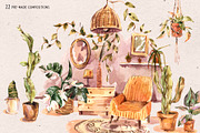 Watercolor Urban Jungle Decor, a Decorative Illustration by Belusuab (Thumbnail 4 of 10)