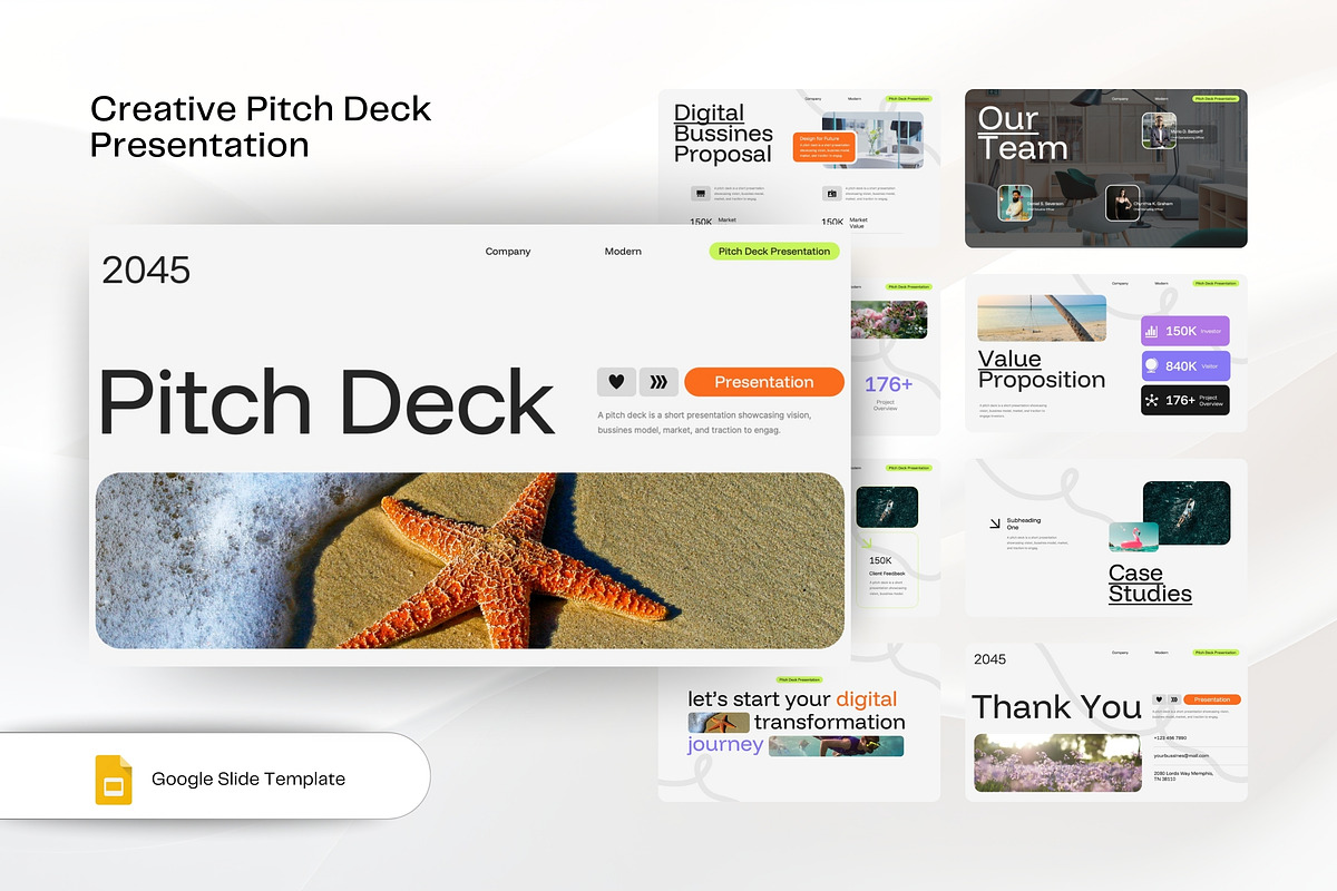 Pitch Deck Google Slide Presentation, a Presentation Template by TMint Creative (Photo 1 of 5)