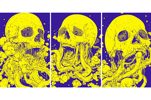 Deceasing Skull Remains Color Ink