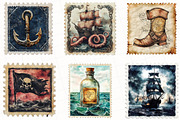 Nautical Pirates Postage Clipart, an Illustration by OK Design (Thumbnail 3 of 5)