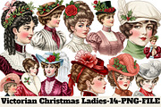 Victorian Christmas Ladies Clipart, an Illustration by DreamArtGraphic (Thumbnail 1 of 5)