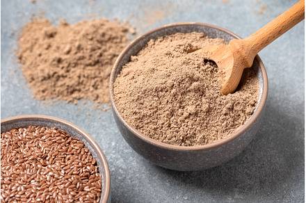 Flax flour. Flaxseed flour in a bowl
