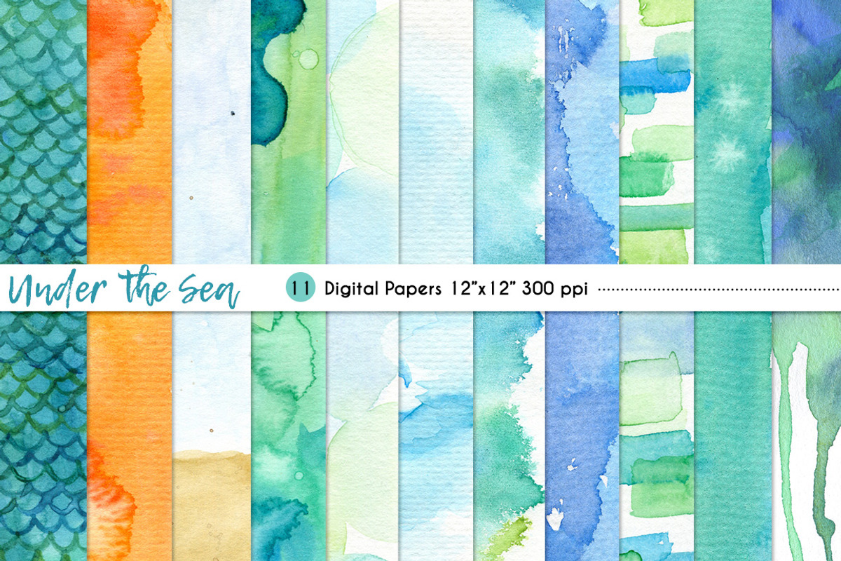 Under the Sea Watercolor Textures, a Texture Graphic by Studio Kitsch (Photo 2 of 6)