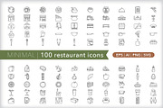 Minimal 100 restaurant icons, an Outline Icon by Picture Window (Thumbnail 1 of 10)