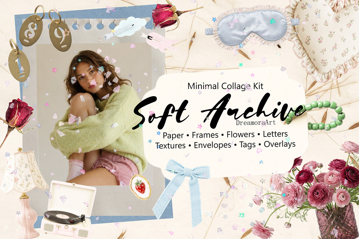 Soft Archive Scrapbook Collage Kit, an Object Graphic by DreamoraArt (Photo 1 of 13)