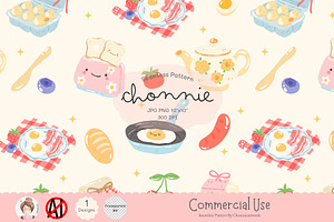 Cute Breakfast Seamless Pattern PNG