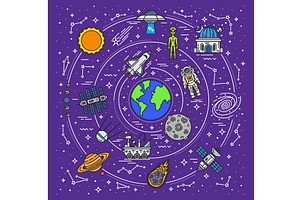 Line galaxy landscape stars, a Technology Illustration by Vector Tradition