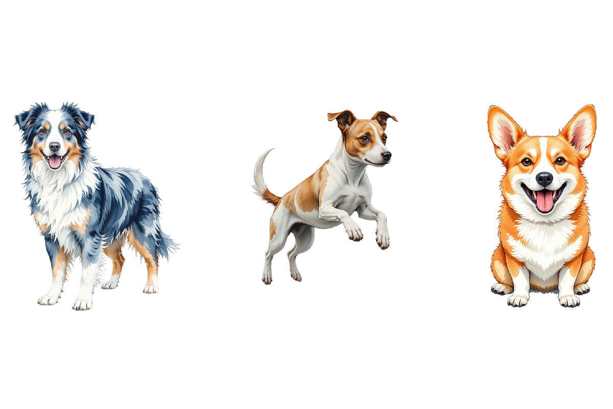 Watercolor Dog Clipart Bundle, an Illustration by Pixels.Craft (Photo 3 of 3)