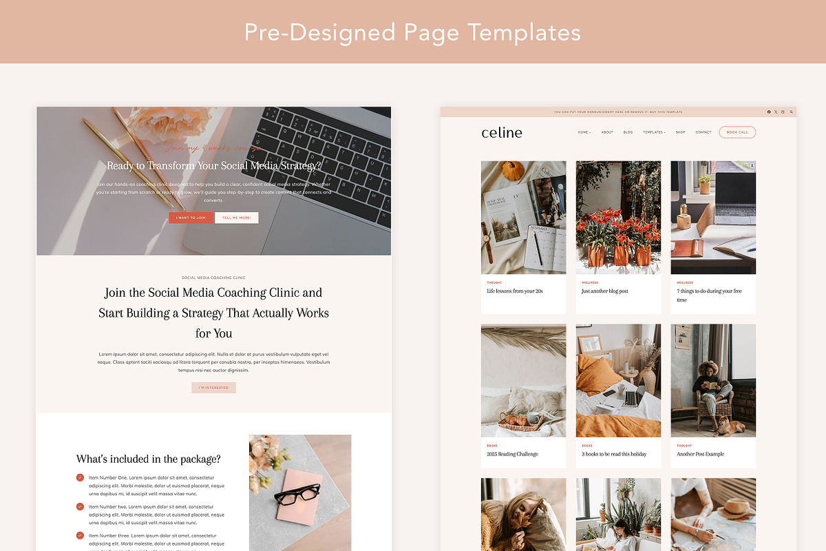 Celine WordPress Kadence Child Theme, a WordPress Template by Sky and Stars (Photo 3 of 7)