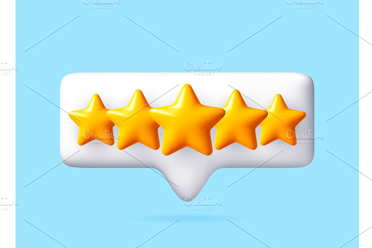 Five yellow 3d stars inside a white, an Object Illustration by Abscent