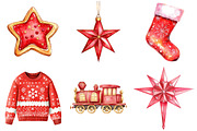 Chic Neon Red Christmas Clipart, a Seasonal Illustration by CitraGraphics (Thumbnail 6 of 7)