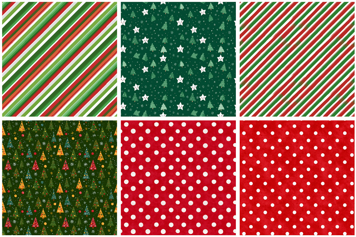 Red & Green Christmas Digital Paper, an Illustration by Designking (Photo 3 of 4)
