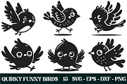 Quirky Funny birds Bundle, an Object Illustration by Libby Wishes (Thumbnail 1 of 5)