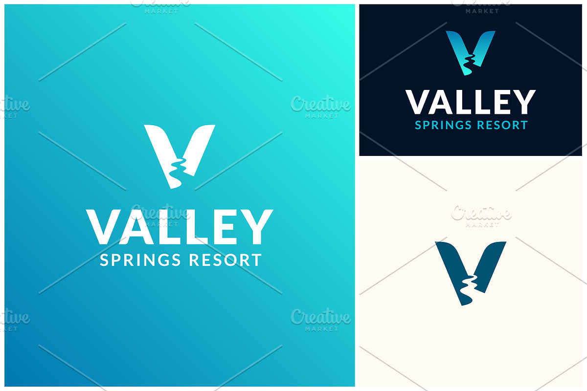 Letter V Creek River Springs logo, a Branding & Logo Template by Enola99d