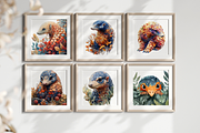 Watercolor Caricature Pangolins, an Animal Illustration by PrintHaven Designs (Thumbnail 6 of 8)