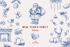 New Year’s Party. Sketch Collection