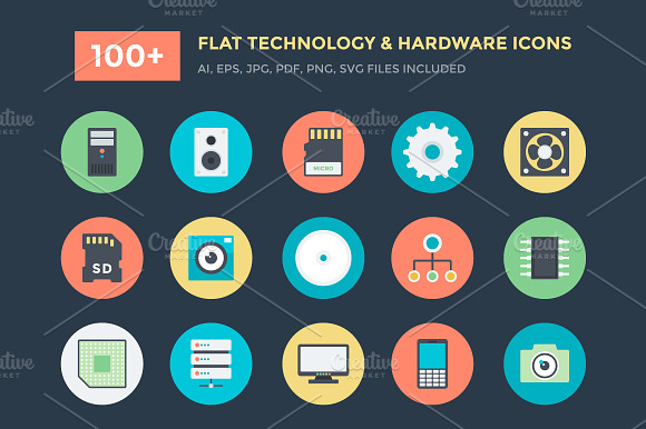 100 Technology And Hardware Icons
