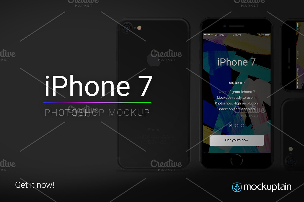 Iphone 7 Mockup Straight Black, an iPhone Mockup by mockuptain (Photo 6 of 6)