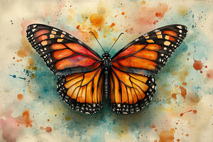 Monarch Butterfly Watercolor Paintin, a Photo by Pixeness Studio