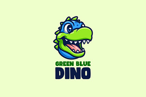 Green Blue Dino Head Cartoon Logo, a Branding & Logo Template by Gumrega Studio