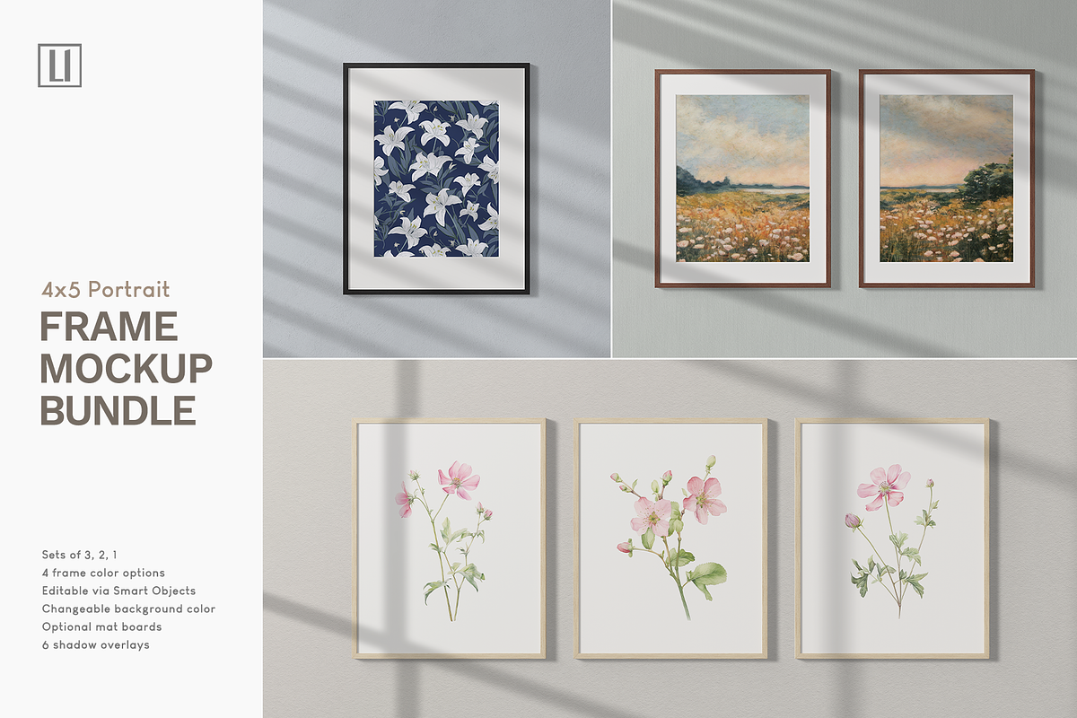 4x5 Portrait Frame Mockup Bundle, a Household Mockup by Lelu Art Design (Photo 1 of 11)