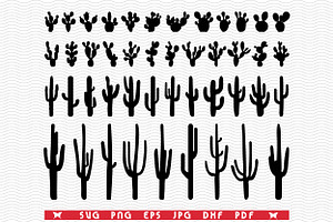SVG Cacti, Black Silhouettes, an Object Graphic by DesignStudioRM