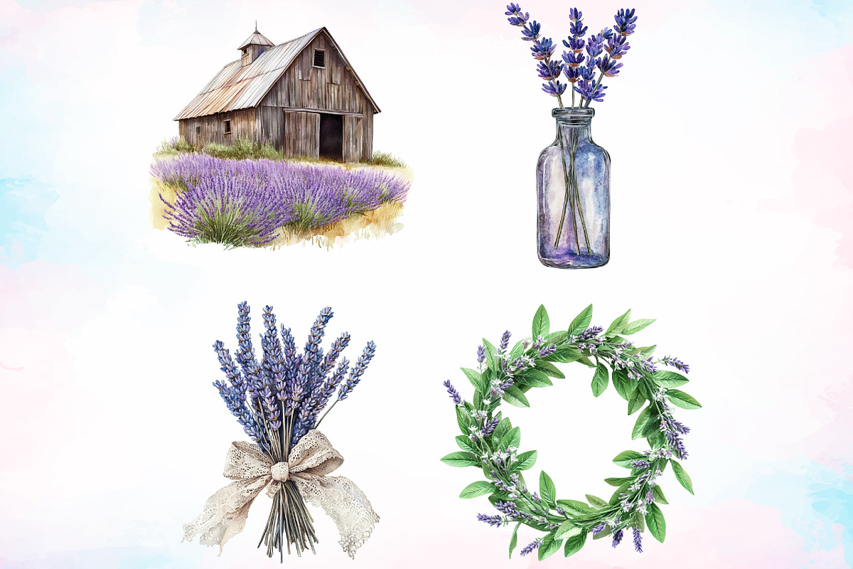 Watercolor Countryside Lavender PNG, an Illustration by Canvas Craft (Photo 3 of 4)