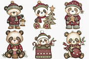 Watercolor Cute Christmas Panda, an Illustration by Canvas Craft (Thumbnail 4 of 7)