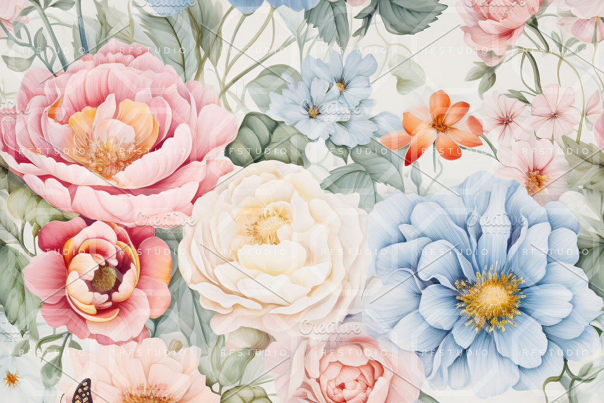 FLORAL FLUTTER. Seamless Pack, a Texture Illustration by RefinedFantasyStudio (Photo 2 of 9)