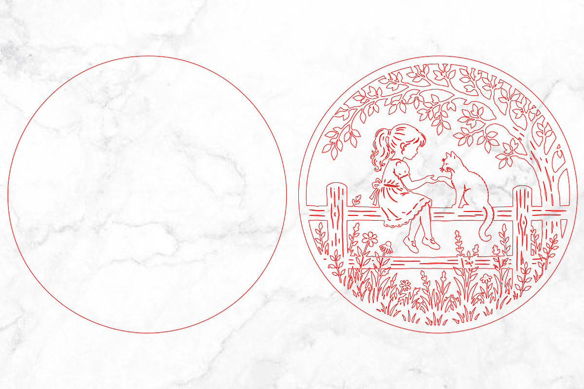 Girl & Cat Laser Cut SVG, an Object Graphic by Rose Art (Photo 3 of 3)