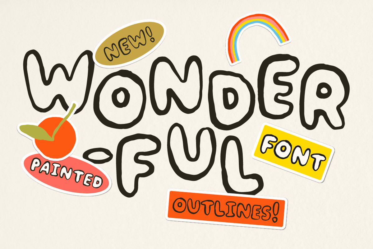 Wonderful Outlines - Painted Font, a Font by Studio Funshop by Kelli (Photo 1 of 11)
