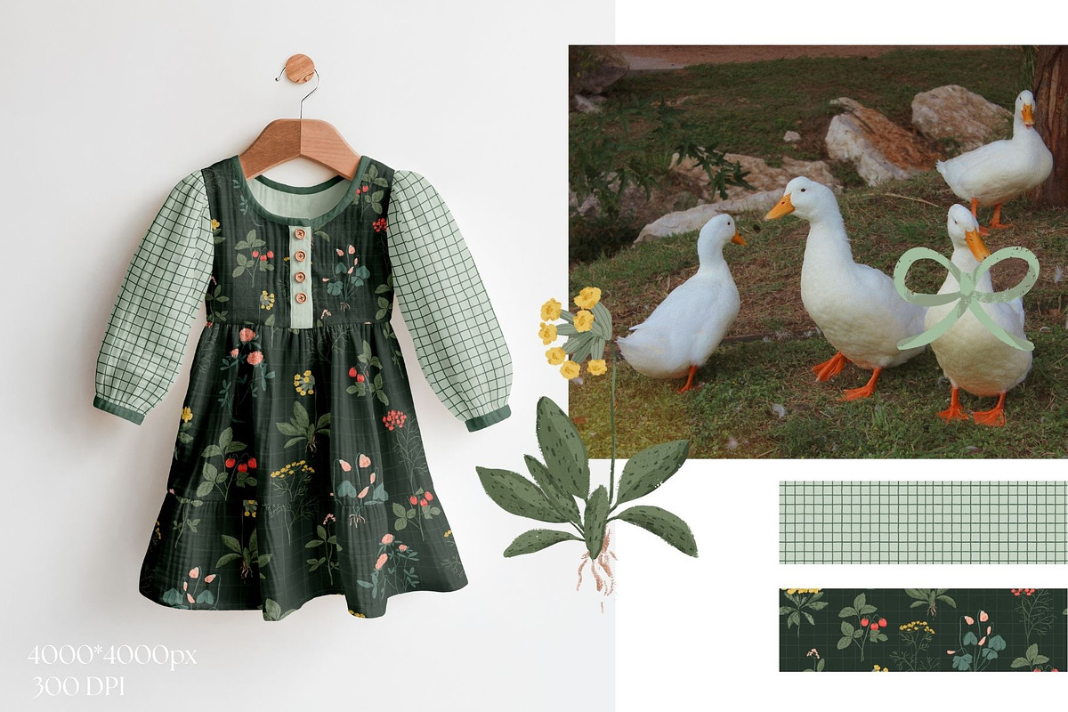 Cottage Garden. Floral & bows, a Pattern Graphic by PaperJamLab (Photo 6 of 13)