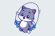 Cute Cat Playing Fish Jump Rope, an Animal Illustration by Catalyst Labs (Thumbnail 1 of 3)