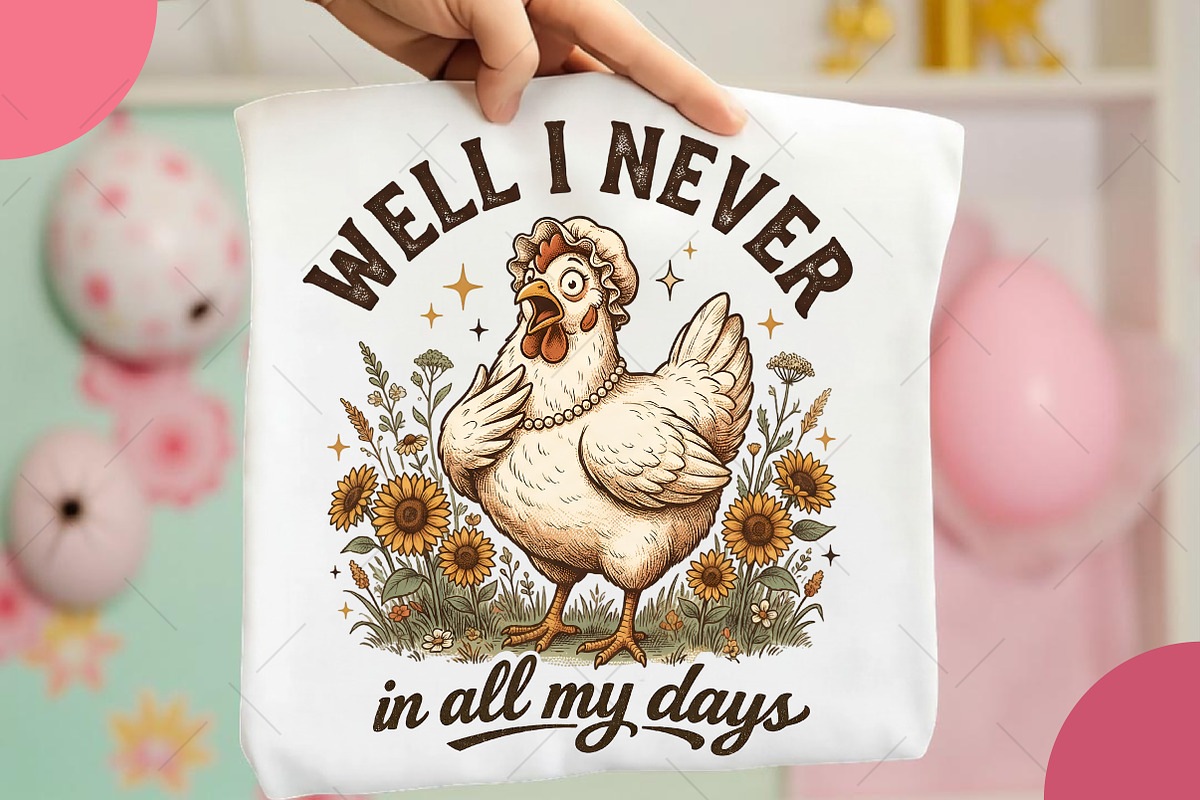 Spring Funny Chicken Sublimation PNG, an Illustration by OK Design (Photo 1 of 6)