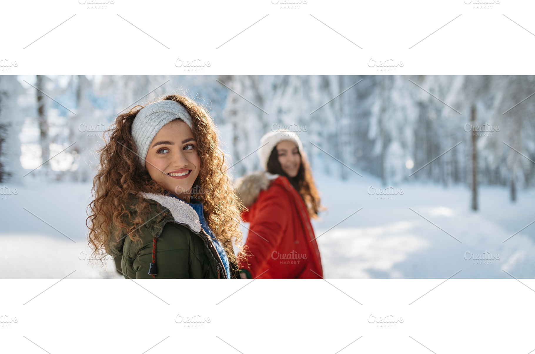 Two female friends walking in winter, a Sports & Recreation Photo by HalfPoint