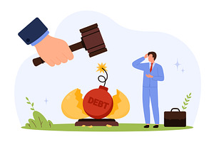 Debt Crisis Law Court Judgment, an Object Illustration by Flashvector