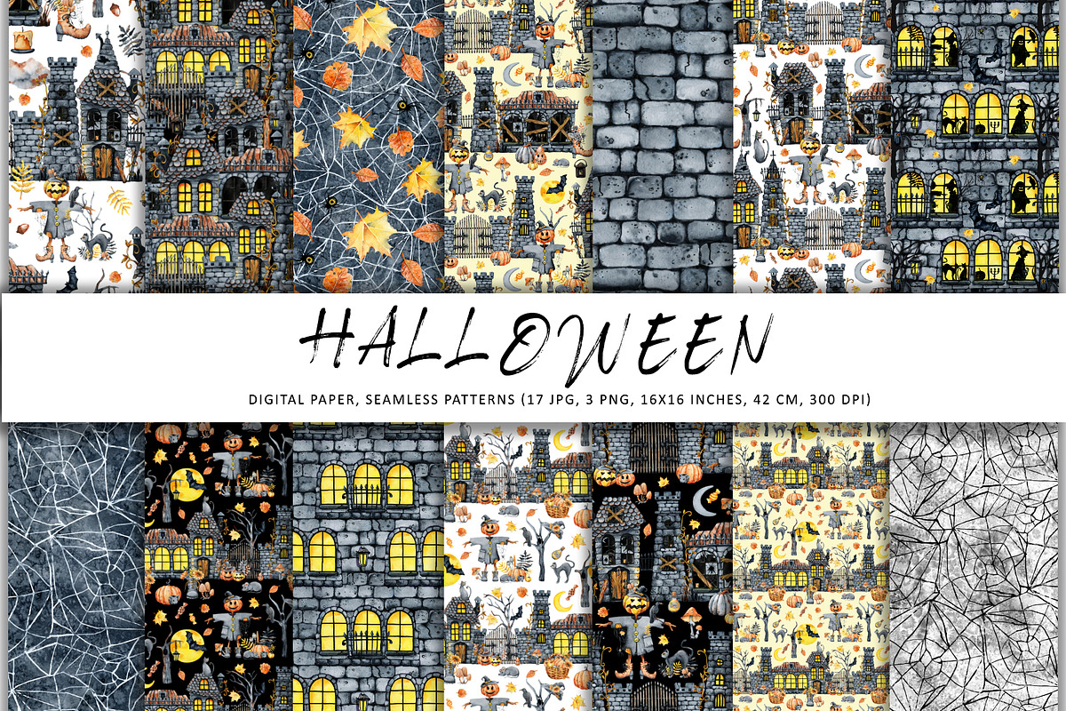 Castle Halloween digital paper, a Pattern Graphic by Artmanata (Photo 2 of 6)