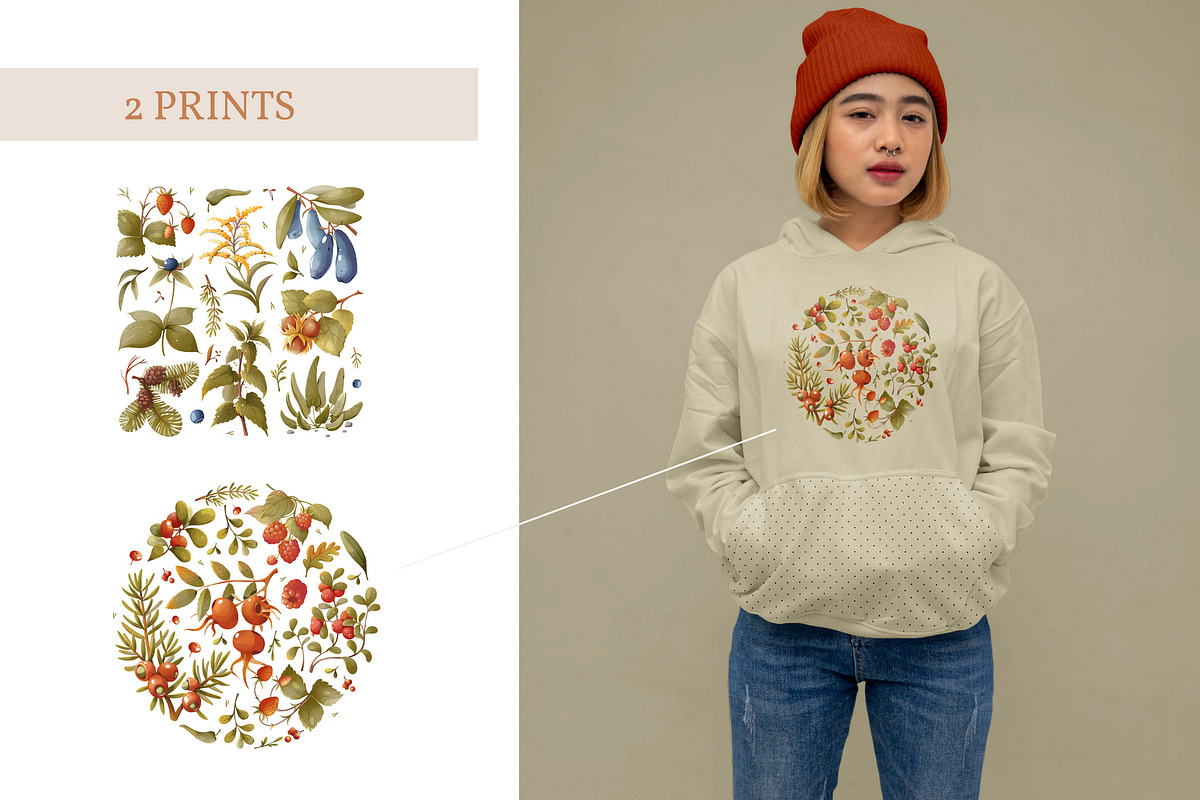 Berries &forest plants, a Texture Illustration by Izobova (Photo 5 of 7)