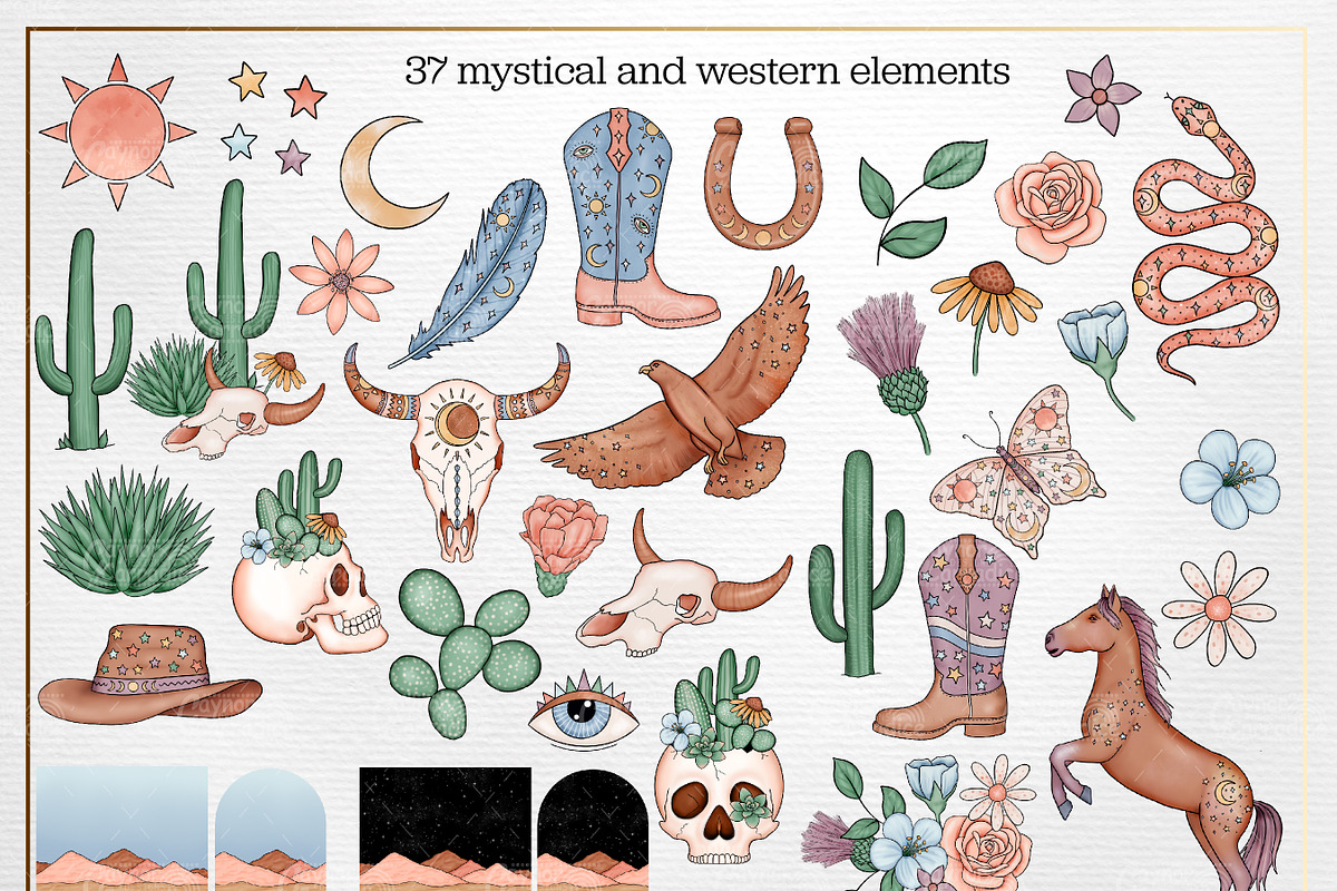 Desert Dreams clipart and patterns, an Illustration by Gaynor Carradice Designs (Photo 2 of 3)