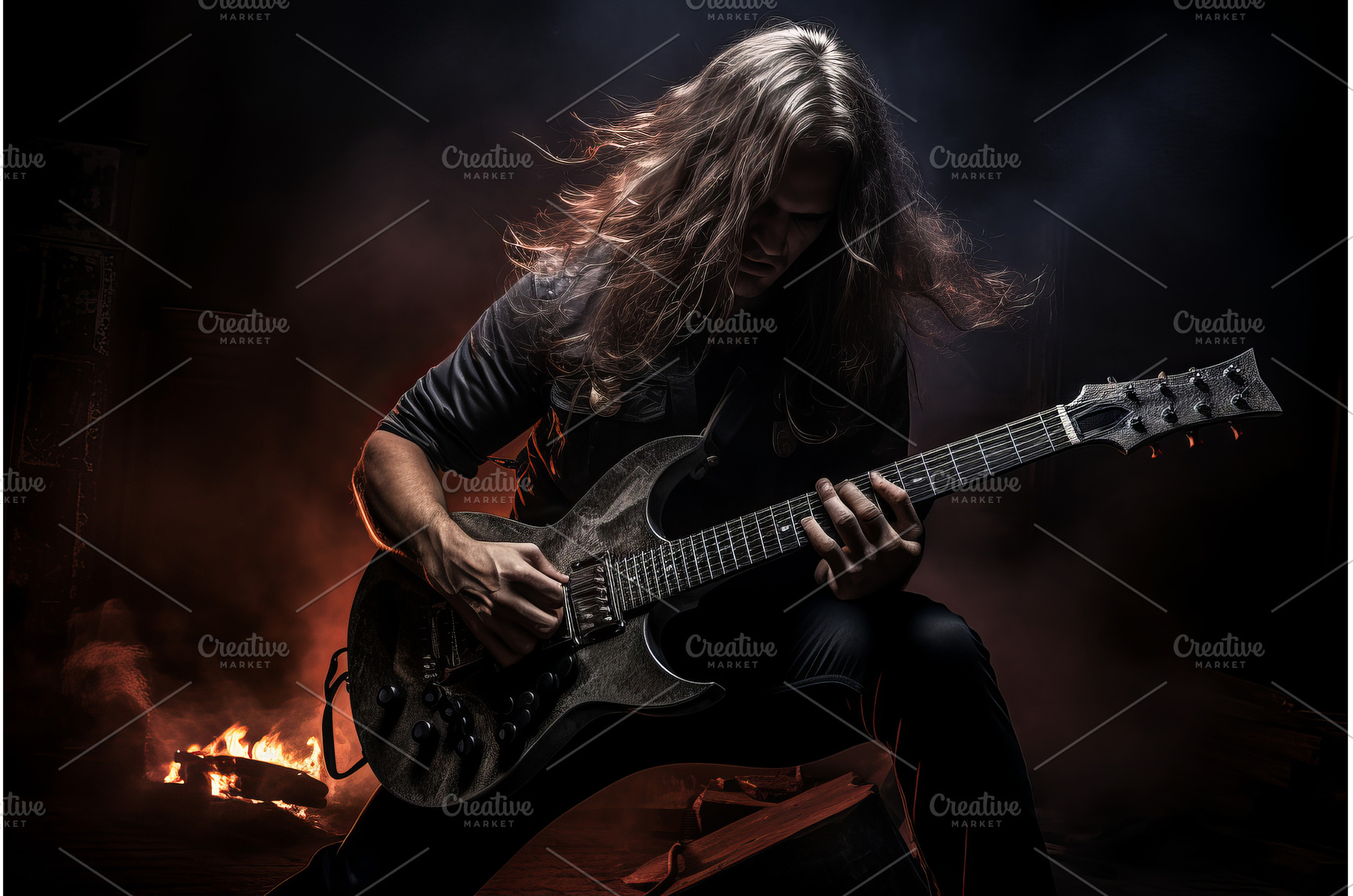 Electrifying Heavy metal guitarist, a Person Photo by Ylivdesign