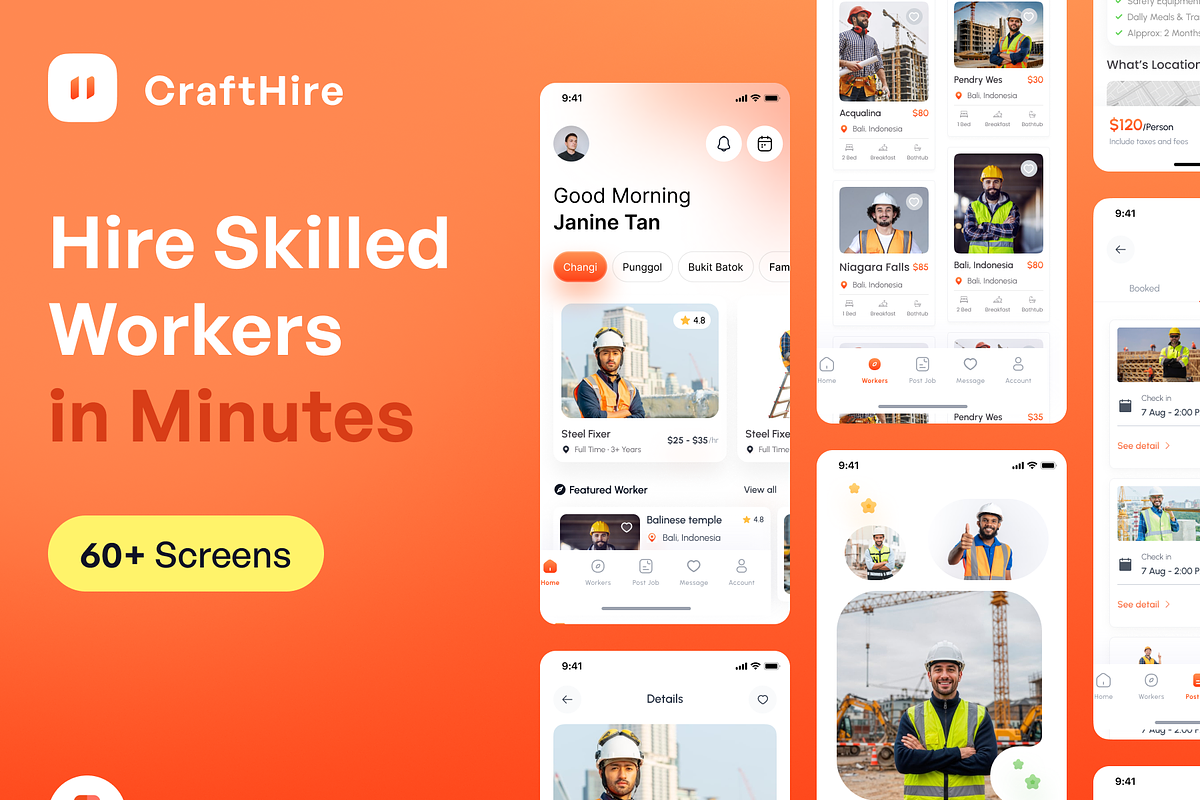 Skilled Worker Hiring Mobile App UI, an App Template by Nik Design (Photo 1 of 6)