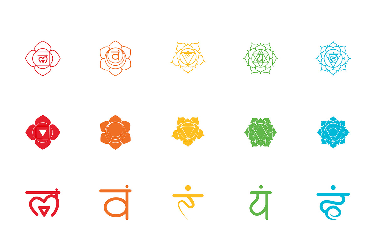 Chakras Symbols Illustration Set
