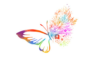 Butterfly with flowers . Hand, an Animal Illustration by Nenahliadava Design