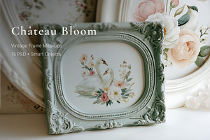 Château Bloom Vintage Frame Mockups, a Household Mockup by NikiArts