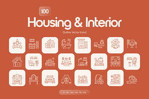 Housing and Interior Icons Set, an Outline Icon by Prosymbols