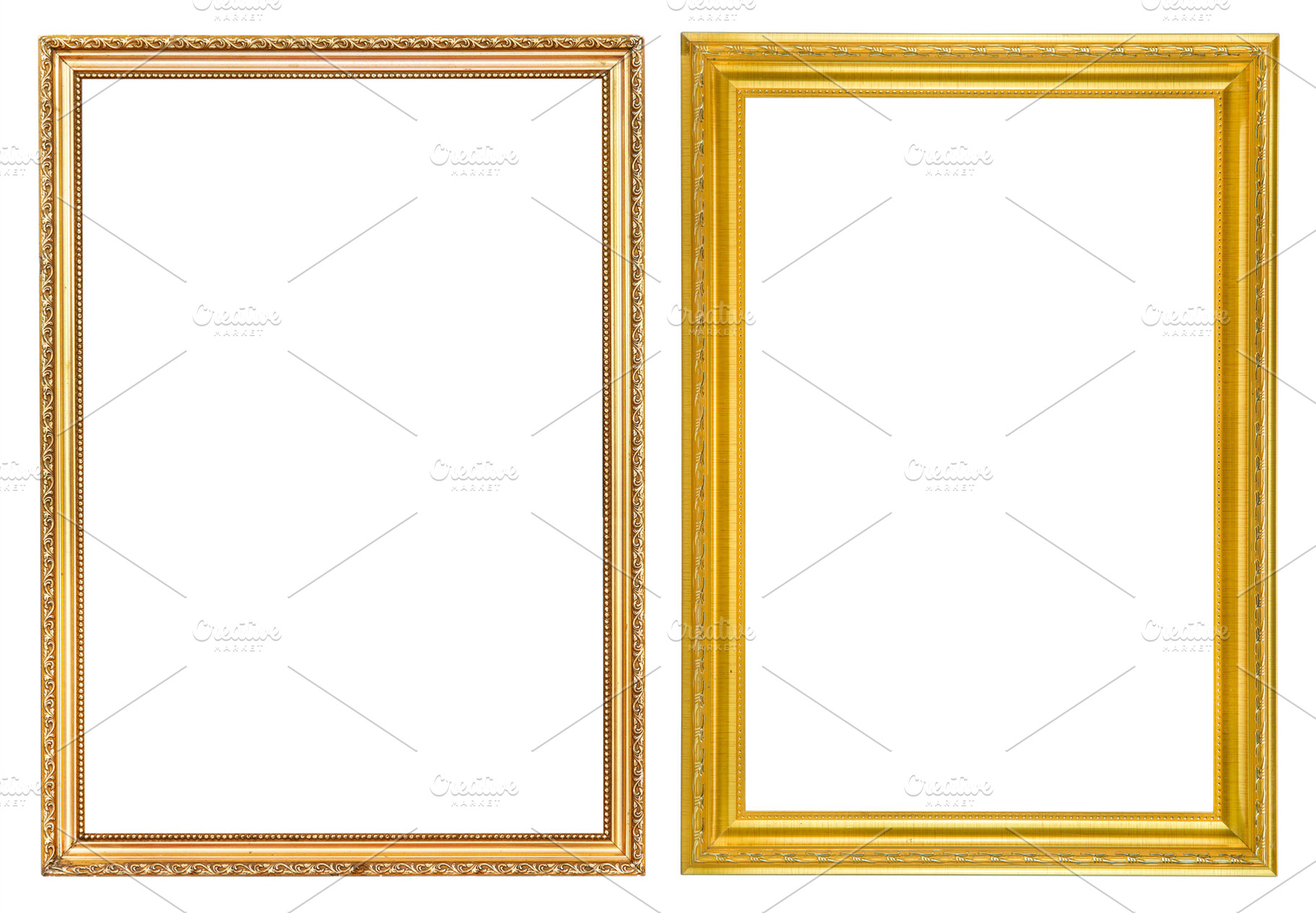 Vintage gold picture frames, a Background Photo by jakkapan