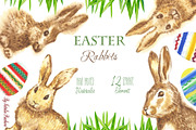 Clipart with Easter Rabbits, an Illustration by Nataliapiache (Thumbnail 1 of 4)