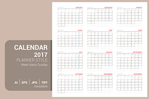 Calendar 2017 Planner Design