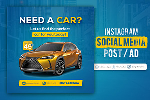 Car Rental Social Media Post Ad PSD